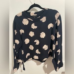 COS frotté sweatshirt in navy w white print. Size small